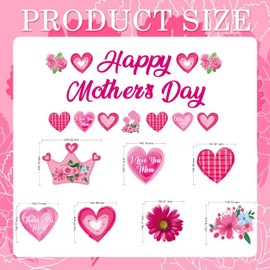 Mother's Day Banner Mother's Birthday Party Decorations Red Happy Mother's Day Banner Heart Pendants