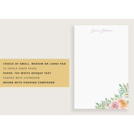 Letter Writing Stationary, Pastel Floral Notepads, Lined or Unlined, Available in 3 Sizes (Small, Medium or Large)