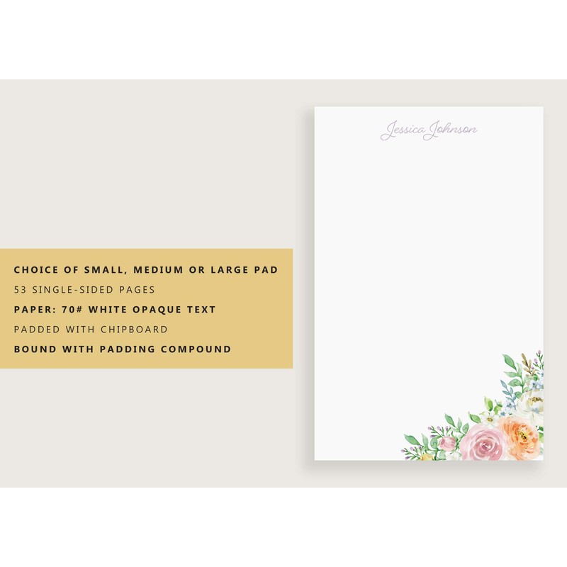 Letter Writing Stationary, Pastel Floral Notepads, Lined or Unlined, Available
