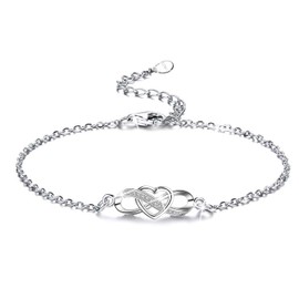 LYL.Adorer Anklet for Women,Infinity Heart Ankle Foot Bracelet,925 Sterling Silver, Gift for Her