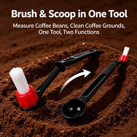 Espresso Machine Cleaning Brush Set, 2 Pack Coffee Grinder Cleaning Brush with Scoop, Detachable Replaceable Brush Heads, Long Handle Nylon Bristle Brush for Espresso Machines, Coffee Makers