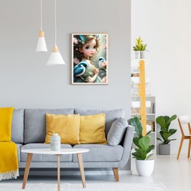 GDYEEH 5D Süßes Mädchen Diamant Painting Pictures, DIY Blumen Diamant Art Painting Kits, Fantasie Diamond Painting Set for Adults Anfänger, Mosaic Making,Vögel Diamond Painting for Home Decor 30x40cm