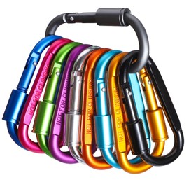 10Pcs Carabiner Clip 3.2"Caribeana Clips with Screw Lock, 10 Colours