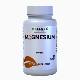 Hallusa Natural MAGNESIUM - Muscle & Nerve Function - Bone Health - High Absorption - 60 Tab