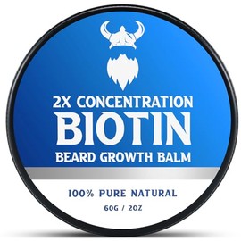 Blsamo para barba con biotina de concentracin 2X para hombres y cera acondicionadora para barba - Elaborado con aceite de ricino, ingredientes...     