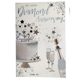 Happy 60th Diamond Anniversary Champagne & Bunting Design Card Lovely Verse