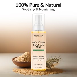 Majestic Pure Oat & Jojoba Body Oil Mist - 100% Pure & Natural | Repair Dry, Damaged Skin | Moisturizing Skin, Hair and Scalp | Deep Moisturizing Formula | 6.8 Fl Oz