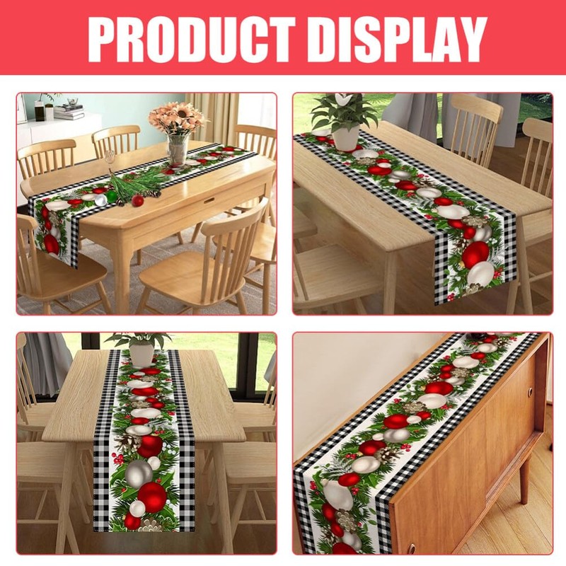 TOVINANNA Christmas Table Runner Elegant Holiday Tablecloth for Dining and