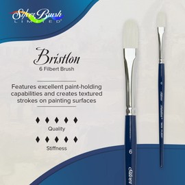 Silver Brush Limited 1903S-8 Bristlon Filbert Paintbrush for Oil, Acrylic, and Heavy Body Paints, Size 8, Short Handle
