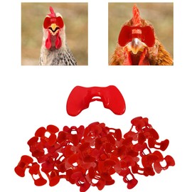 Weilan 50 Pieces Pinless Peepers for Chicken Peepers Eye Glasses Pheasant Poultry Blinders Spectacles Anti Pecking Plier Tool (Red,Middle) | Weilan
