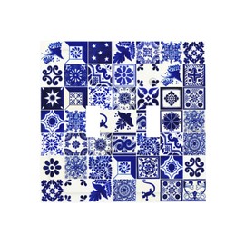 Boho Mexican Tile 2 Gang Light Switch Cover Blue White Decorative Wall Plate Double Toggle Electrical Switchplate Faceplate for Home Decor