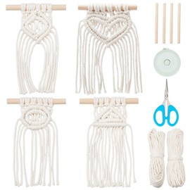 PLIGREAT Boho Tassel Woven Tapestry Macrame Knotting Ornament Kit for Bedroom Living Room Office Nursery Hanging Decor Macrame Handmade Wall Art Kit