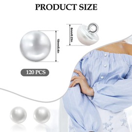 NEETUE 120 pcs 10mm White Plastic Round Pearl Buttons, Wedding Dress, Skirts, Gloves, Sweaters, Shirts, Hats, Scarves, Crafts