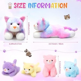 Skylety 5 Pieces Cat Stuffed Animal with Babies Inside Belly Pregnant Cat Plush Mommy Kitty with 4 Cute Fluffy Stuffed Kittens Easter Birthday Surprise Gifts(Colorful)
