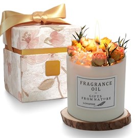Vela aromticas decorativa,velas Aromticas de Flores Secas,veladoras aromaticas con caja de regalo y espaciadores,Cera de Soja 100 Pura,detalles para  