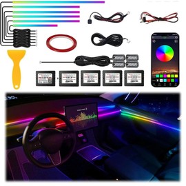 Acrylic Interior Car LED Strip Light, Dreamcolor 10-in-1 RGB Ambient Lighting with APP, 16 Million Colors 175in 600LED Music Sync Lights for Night Driving, Home, Camping & Gift Decor