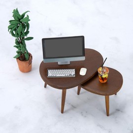 ibasenice Miniature Triangle Coffee Table - 2pcs Mini Triangle Computer Table Coffee Table Decoraciones Para Salas De Casa Doll House Layout Scene Tiny House Table Chair