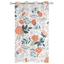 Tersuger Indoor Outdoor Curtains for Patio Bright Flowers and Leaves Outside Curtains Waterproof Grommet Privacy Drapes Light Filter Curtain for Porch Pergola Gazebo 52" Wx108 L 1 Panel