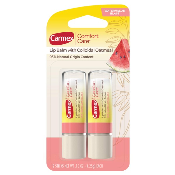 Carmex Comfort Care Lip Balm Stick with Colloidal Oatmeal in Watermelon Blast - 0.15 OZ, 2 Count