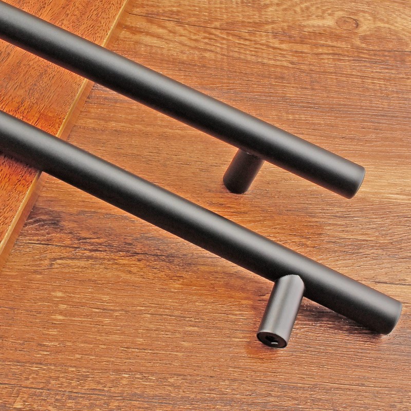 Cjueiom 6 Pack Matt Black Cupboard Handles 128mm Hole Center