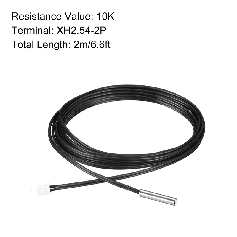 Rebower NTC Thermistor Probe 10K 6.6ft Waterproof Stainless Steel Temp