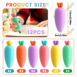 Mini Highlighters Carrots - Set of 12 Cute Mini Highlighters for Office and School Perfect for Easter