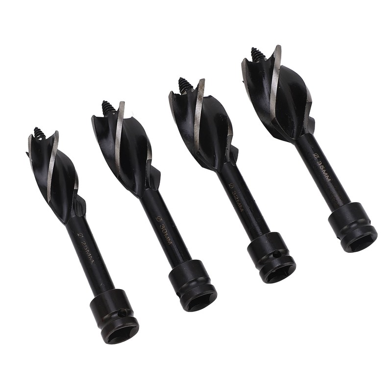 4 Pcs Wood Auger Bit 4 Flute Detachable Hex Shank