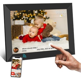 AILRINNI Digital Photo Frame WiFi - 10.1 inch Digital Picture Frame: 1280x800 HD IPS Touch Screen Electronic Digital Frame, 32GB RAM, Auto-Rotate, Wall Mountable, Photos can be uploaded Using The app