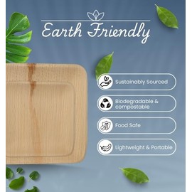 Puryfi Eco- Friendly Palm Leaf 10 inch & 7 Inch Square Combo Plates 25 pcs each | 100% Disposable | Palm leaf Compostable Tableware for Dinner | For Parties & Picnic better than Paper Plates