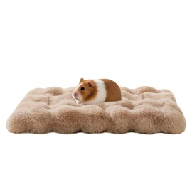 SOMAHE Guinea Pig Bed Faux Fur Rabbit Bed Bunny Beds Plush Hamster Bedding Mats Soft & Warm for Indoor Small Animal Bed (Chinchilla Hedgehog Ferret) Coffee 10×11×1 Inch