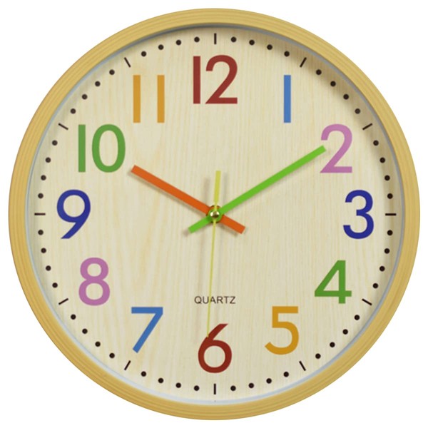 Fermoor Colorful Wall Clock, Quartz Continuous Second Hand, Quiet, School