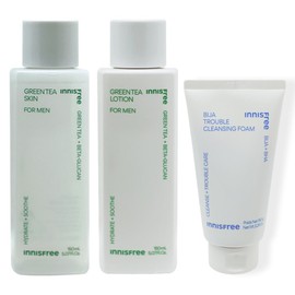 Innisfree Green Tea for Men 2 types (skin + lotion) + Visa Trouble Cleansing Foam / 이니스프리 그린티 포맨 2종구성(스킨+로션)+비자 트러블 클렌징 폼