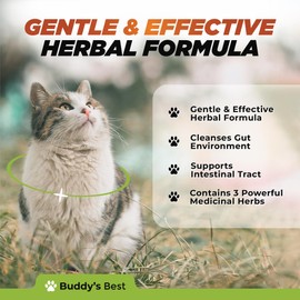 Natural Dewormer for Cats | Herbal Blend with 3 Powerful Medicinal Herbs | 100% Natural | Supports Gut & Intestinal Health | Gentle Yet Effective