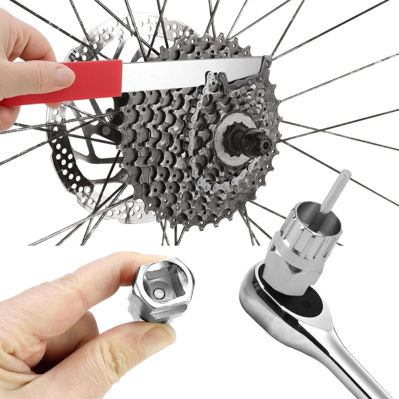 QWORK® Bike Chain Whip Tool Set, Universal Bicycle Cassette Chain