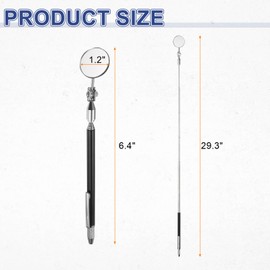 HARFINGTON 2pcs 3 in 1 Telescoping Inspection Mirror 1.2" Round 6.4" to 29.3" 360 Degree Stainless Steel Extendable Mirrors with Magnetic Pickup Tool and Marking Needle for Technicians, Black