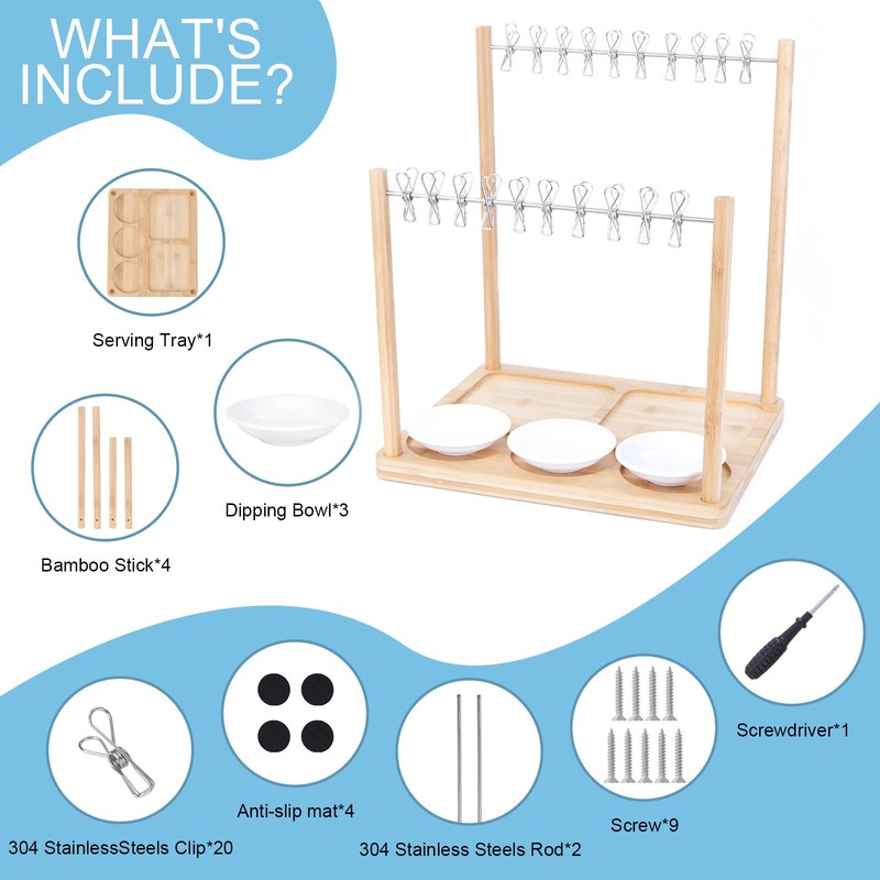 HOSASSPER Bacon Display Clothesline Serving Tray Rack, Bacon Display Hanger