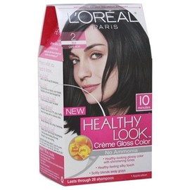Loreal Healthy Look Hair Dye, Creme Gloss Color, Black 2, 1 ct (Pack of 3)