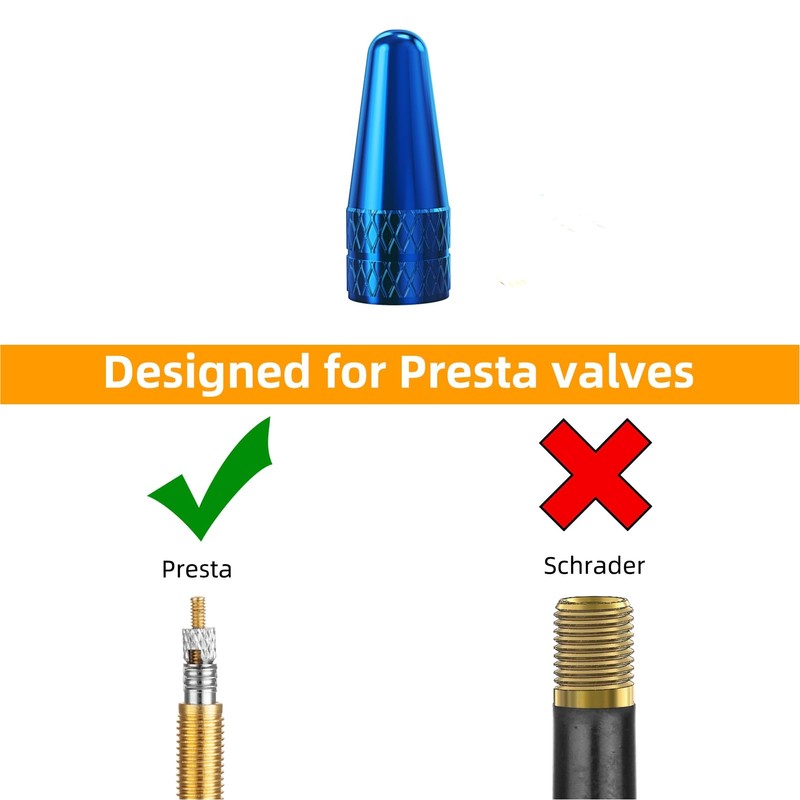 HZJD Bike Presta Valve Caps, Blue(2 Pack)