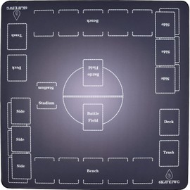 6KJFEIWG Play Mat, Card Game, Cards, Rubber Pre, Play Mat, Anti-Slip, 23.6 x 23.6 inches (60 x 60 cm), Soft Mat Included, Storage Bag Included, Edge Stitching (Black)