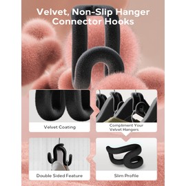 Velvet Clothes Hanger Connector Hooks [for Velvet & Multiple Hangers] 40PCS Space Saving Hanger Hooks Space Saver Hanger Extender Hook Clothes Hanger Hook for Clothes