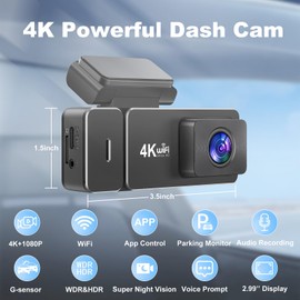 Dash Cam Front and Rear 4k+1080P, CHORTAU WiFi Dual Dash Cam with APP, 2.99’’ IPS Dash Camera for Cars with Free 64GB Card, Dashboard Camera with Night Vision, 24/7 Parking Monitor, WDR