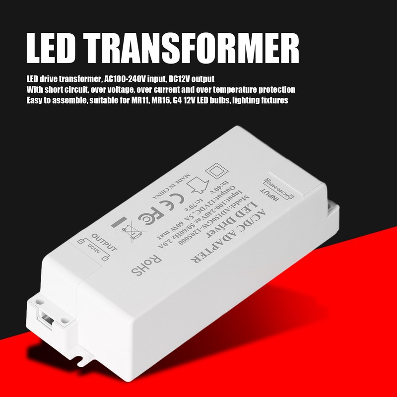 60W LED Driver Transformer Input AC100‑240V Output DC12V 5A DIY