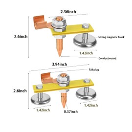 Upgrade Welding Magnetic Ground Clamp Strong Magnetism, Magnetic Welding Ground Head Support Ground Clamp Tools, Copper Tail Welding Accessories 4 Conductive Rods 8 Stability Clamps