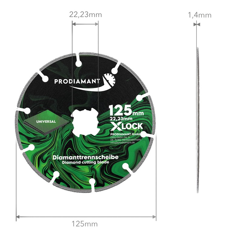 PRODIAMANT Diamond Cutting Disc X-Lock 125 mm Universal - Vacuum