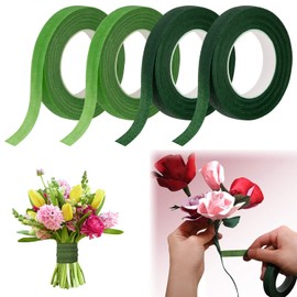 LBYHZS 4 Rollos Cinta de Florales, Cinta para Arreglos Florales,Cintas Florale, Cinta Verde para Flores,Cinta Adhesiva de Flores,27M/Rollo,para Envolver Tallo Ramo y Arreglos Florale (Verde)