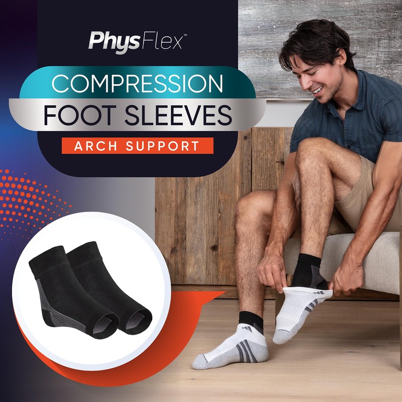 PhysFlex Compression Socks for Plantar Fasciitis, Achilles Tendonitis Relief -