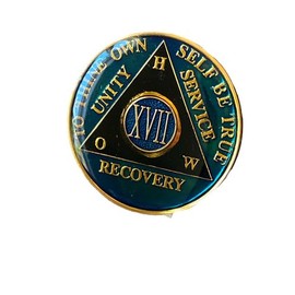 23 Year AA Medallion Metallic Green How Tri-Plate Sobriety Chip