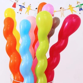 Screw Balloons, 100 Count, Multi Color, Birthday, Party, Festival, Event, Graduation, Opening, Anniversary, Wedding, New Year's Celebration, Children's Party, Cultural Festival, Decoration, Long