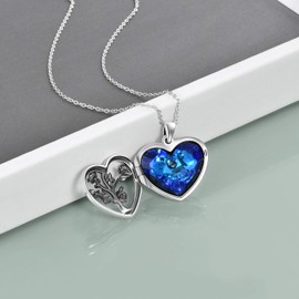 AOBOCO Blue Heart Cut 925 Sterling Silver Ladies Unisex, Crystal