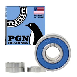 PGN (4 Pack) 6201-2RS Bearing - Lubricated Chrome Steel Sealed Ball Bearing - 12x32x10mm Bearings with Rubber Seal & High RPM Support
